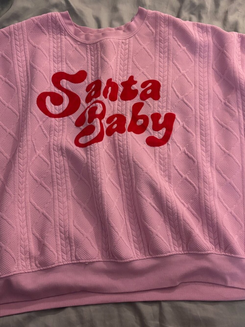 Santa Baby Pink Crewneck Sweatshirt Plus Size XXL/2X